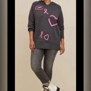 TORRID Breast Cancer Awareness Raglan‎ Hoodie Sweater Size 1